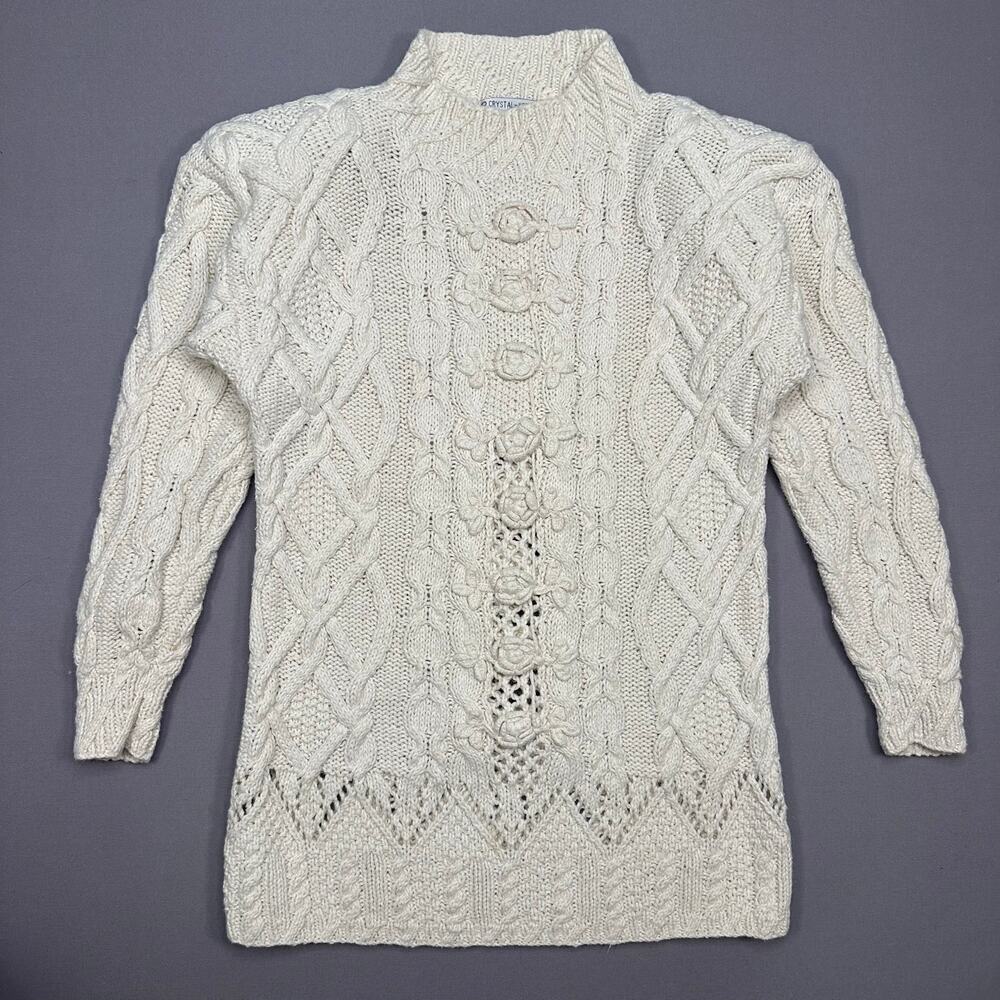 Vintage 1990’s Crystal Kobe Mock Neck Cableknit Cotton Blend Sweater